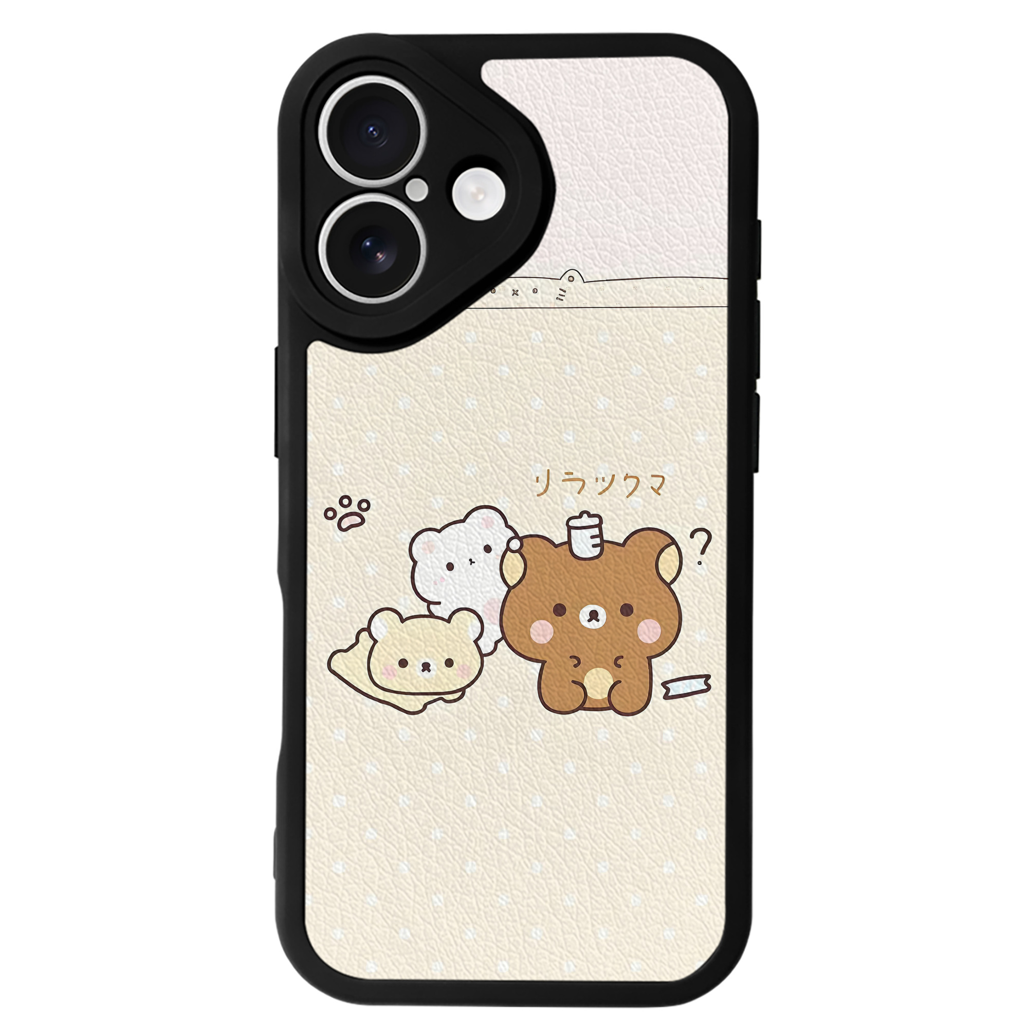 （画像用） リラックマ リラックマ キイロイトリ Rilakkuma Korilakkuma Kiiroitori 【iPhone 16シリーズ対応】シリコンスマホケース（レザー調） 材質：シリコン